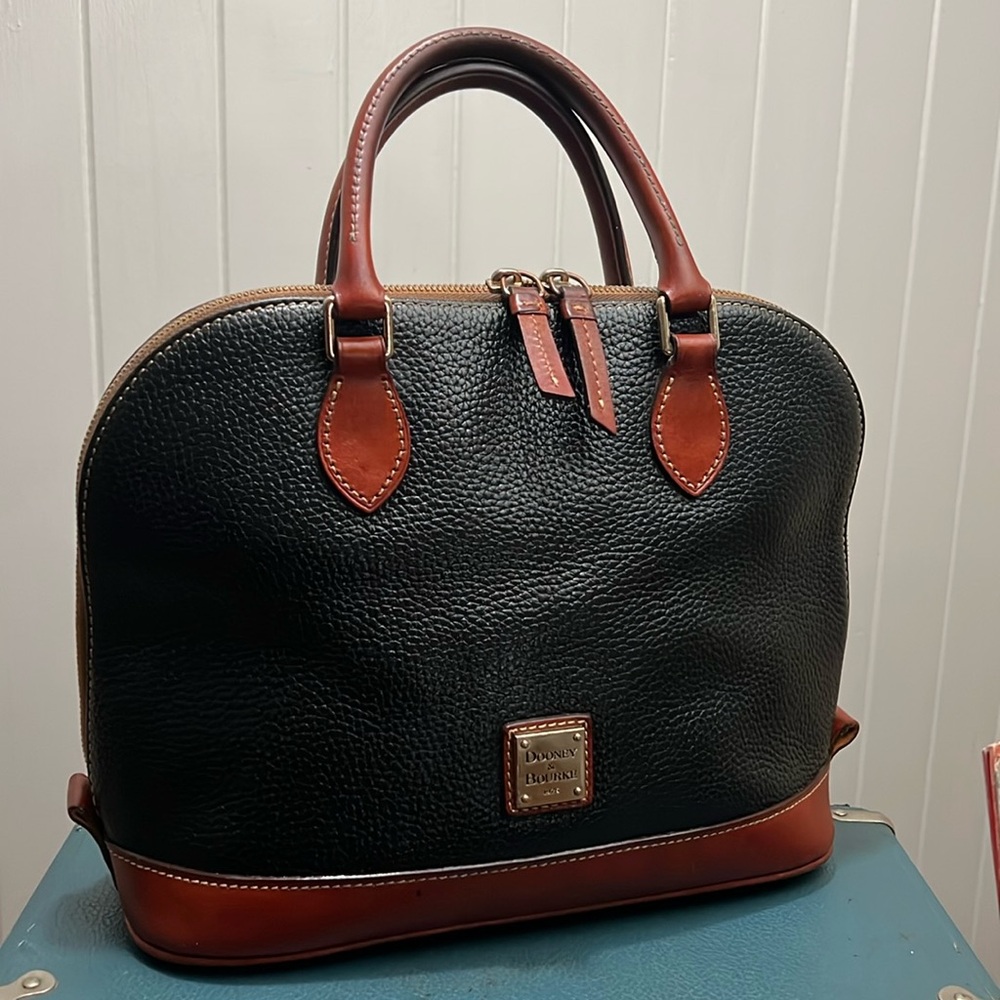 Dooney & Bourke Black/Tan Domed Satchel